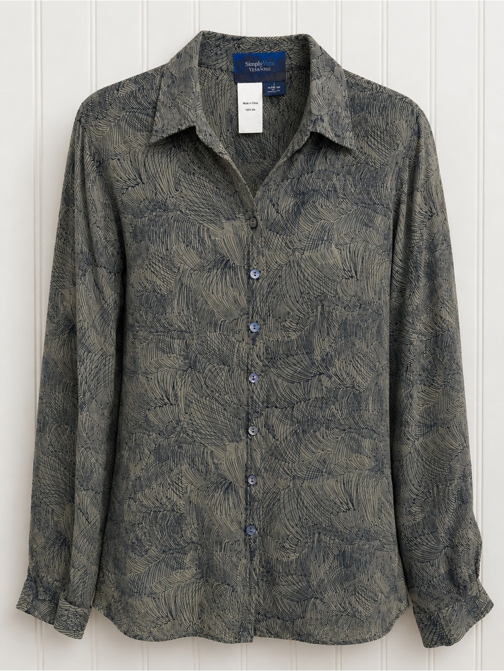 100% Silk Button-Front Blouse | Size US 12